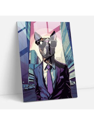 Painted Anarchy Pop Art Hayvanlar Cam Duvar Sanatı - Insan Gibi Giyinmiş Hayvanlar, Duvar Dekorasyonu, Şehir Sokağı, Takım Elbise, 70 x 110 cm