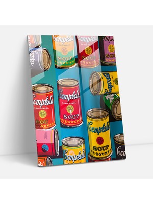 Painted Anarchy Andy Warhol Çorba Kutuları Cam Baskı - Andy Warhol, Andy Warhol, Canlı Renkler, Cam Baskı, 30X45