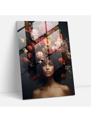 Painted Anarchy Çiçek Afro Cam Baskı - Afro, Çiçek Aranjmanı, Cam Baskı, Afro Dokulu Saç, 50X70
