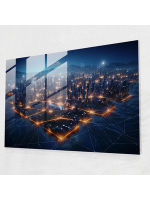 Painted Anarchy Yüksek Kaliteli Blockchain Cam Baskı - Blockchain, Karmaşık Detay, Ev Dekorasyonu, Gerçekçi 3D Rendering, 70X50
