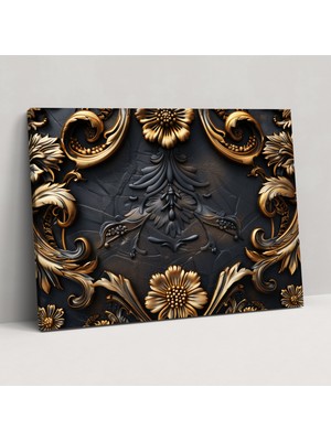 Barok Süslü Altın Çerçeve Kanvas Tablo - Barok, Barok, Duvar Sanatı, Kanvas Tablo, 50X30