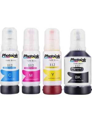 Photoink Epson L6490 4 Renk Muadil Mürekkep 112 - 127 ml 70 ml