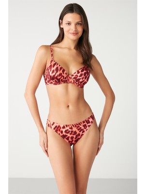 Kom Lohemdan Leopar Desenli Destekli Bikini