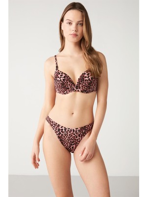 Kom Romhanda Leopar Desenli Dolgulu Bikini