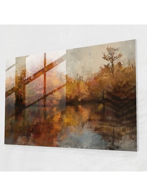 Painted Anarchy Claude Monet Cam Baskı - Sonbahar Manzarası - Claude Monet, Cam Duvar Sanatı, Duvar Dekorasyonu, Cam Sanatı, 45 x 30 cm