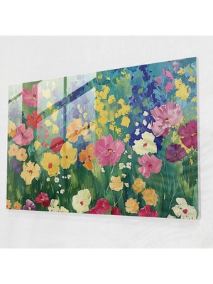 Painted Anarchy Claude Monet Cam Duvar Sanatı Açan Çiçekler Duvar Dekorasyonu - Claude Monet, Duvar Dekorasyonu, Cam Baskı, Ev Dekorasyonu, 45 x 30 cm