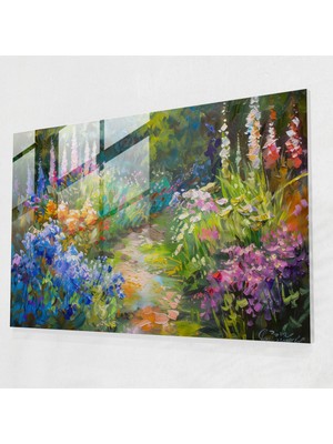 Painted Anarchy Claude Monet Cam Baskı - Renkli Bahçe Manzarası - Claude Monet, Ev Dekorasyonu, Cam Sanatı, Duvar Dekorasyonu, 45 x 30 cm