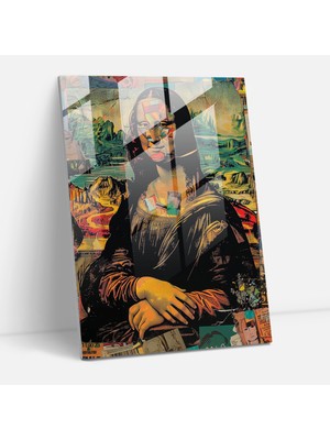 Painted Anarchy Komik Mona Lisa Cam Baskı - Klasisizm+Popart, Cam Baskı, Cam Sanatı, Duvar Süslemesi, 30 x 45 cm