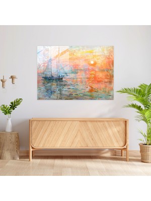 Painted Anarchy Izlenim, Gündoğumu Claude Monet Cam Duvar Sanatı - Claude Monet, Cam Baskı, Modern Sanat, Cam Sanatı, 45 x 30 cm