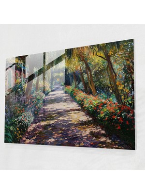 Painted Anarchy Giverny'de Bahçe Claude Monet Ev Dekorasyonu - Claude Monet, Cam Sanatı, Cam Duvar Sanatı, Cam Baskı, 45X30