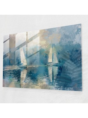 Painted Anarchy Nehirde Yelkenli Cam Baskı - Claude Monet, Claude Monet, Duvar Süslemesi, Modern Sanat, 45 x 30 cm