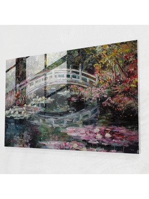 Painted Anarchy Claude Monet Cam Duvar Sanatı - Bahçe Köprüsü Ev Dekorasyonu - Claude Monet, Cam Baskı, Cam Sanatı, Claude Monet, 45 x 30 cm