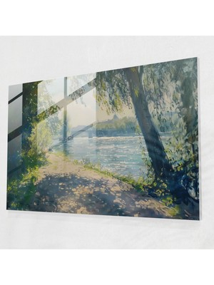 Painted Anarchy Seine Nehri Manzaralı Cam Baskı - Claude Monet, Claude Monet, Cam Sanatı, Ev Dekorasyonu, 45 x 30 cm