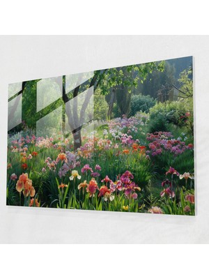 Painted Anarchy Claude Monet Cam Baskı - Büyüleyici Süsen Bahçesi - Claude Monet, Claude Monet, Cam Sanatı, Ev Dekorasyonu, 45 x 30 cm