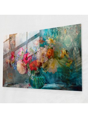Painted Anarchy Çiçekli Natürmort Cam Sanatı - Claude Monet, Cam Duvar Sanatı, Duvar Dekorasyonu, Ev Dekorasyonu, 45 x 30 cm