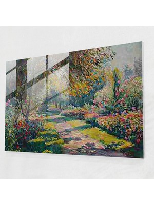 Painted Anarchy Claude Monet Güneşli Bahçe Cam Baskı - Claude Monet, Ev Dekorasyonu, Cam Duvar Sanatı, Claude Monet, 45 x 30 cm