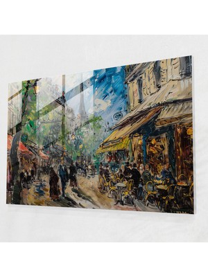 Painted Anarchy Claude Monet Cam Tablo - Paris Sokak Kafeleri Cam Duvar Tablosu - Claude Monet, Ev Dekorasyonu, Cam Duvar Sanatı, Claude Monet, 45 x 30 cm