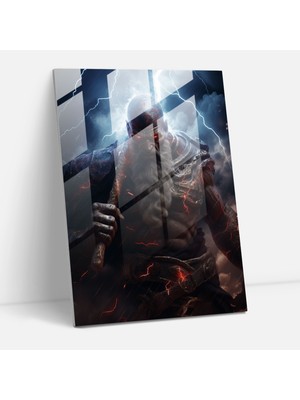 Painted Anarchy God Of War Duvar Dekorasyonu - God Of War, Cam Duvar Tablosu, Savaş Baltası, God Of War, 30 x 45 cm