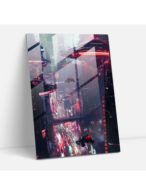 Painted Anarchy Fütürizm Uzay Cam Duvar Sanatı - Fütürizm, Duvar Dekorasyonu, Modern Sanat, Cam Sanatı, 30 x 45 cm