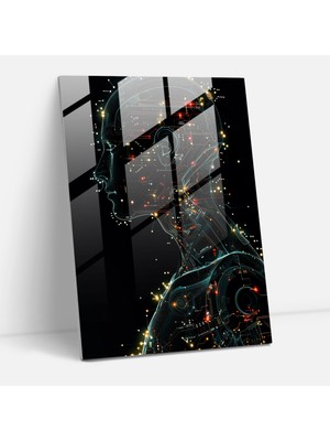 Painted Anarchy Fütürizm Robot Cam Baskı - Fütürizm, Cam Duvar Sanatı, Cam Sanatı, Ev Dekorasyonu, 30 x 45 cm