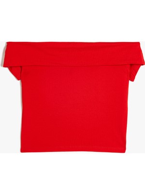 Koton Crop Madonna Yaka Tişört Pamuklu