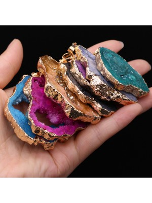 Mingjin Shop2 C 100% Doğal Taş Druzy Kristal Kolye Düzensiz Reiki Heal Druzy Takılar Takı Yapımı Için Tasarım Kolye Küpe El Sanatları (Yurt Dışından)