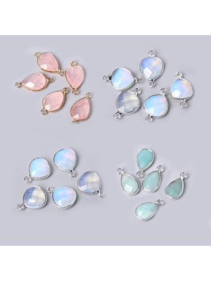 Mingjin Shop2 Gümüş Et Doğal Aventurin Gül Pembe Kuvars Opal Taş Kolye Charm Dıy Yapımı Kolye Küpe Kadınlar Için Zarif Takı (Yurt Dışından)