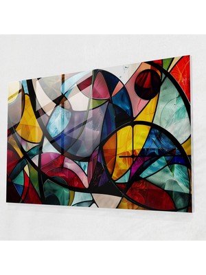 Painted Anarchy Soyut Sanat Cam Baskı, Renkli Girdaplar ve Geometrik Şekiller - Soyut Sanat, Ev Dekorasyonu, Duvar Dekorasyonu, Soyut Sanat, 70X50