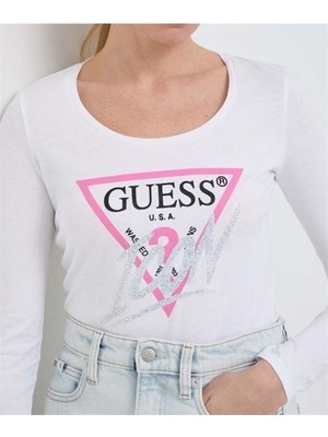 Guess Ls Vn Icon Tee Kadın Kazak