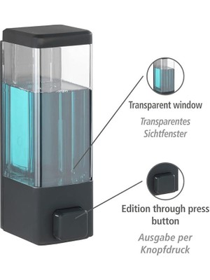 Wenko Dezenfektan Dağıtıcı Istres Siyah, Sabun Dozajlayıcı ve Dezenfektan Dağıtıcı, 0,32 L