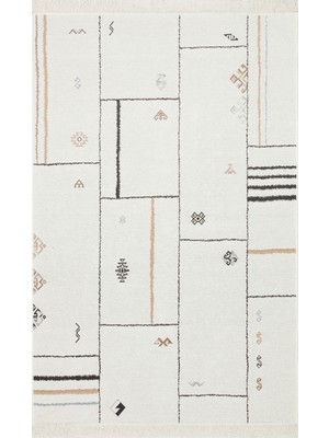 Eko Halı Arya AR41 Cream Black Çift Taraflı Modern Desenli Dokuma Kilim