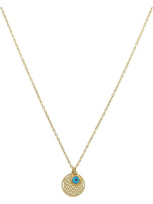 ÇLK Accessories Çelik Nazar Boncuk Yaşam Çiçeği Kolye