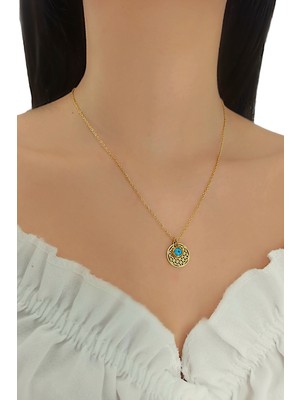 ÇLK Accessories Çelik Nazar Boncuk Yaşam Çiçeği Kolye