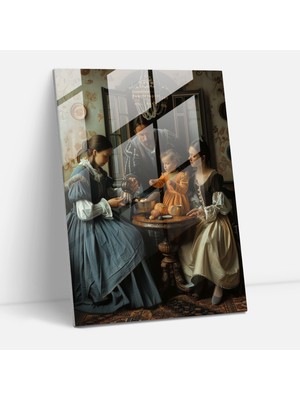 Painted Anarchy Johannes Vermeer Glass Print - Harmonious Family Scene  30X45 cm