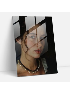 Painted Anarchy Johannes Vermeer Glass Print - Girl With A Pearl Necklace  30X45 cm