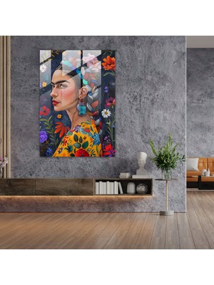 Painted Anarchy Frida Kahlo Style Glass Print - Frida Kahlo Eserleri 25X35 cm