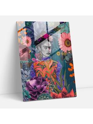 Painted Anarchy Frida Kahlo Style Cam Duvar Sanatı- Frida Kahlo Eserleri 30X45 cm