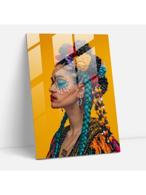 Painted Anarchy Frida Kahlo Style Cam Duvar Sanatı- Frida Kahlo Eserleri 30X45 cm