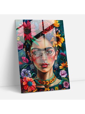 Painted Anarchy Frida Kahlo Style Glass Print - Frida Kahlo Eserleri 30X45 cm