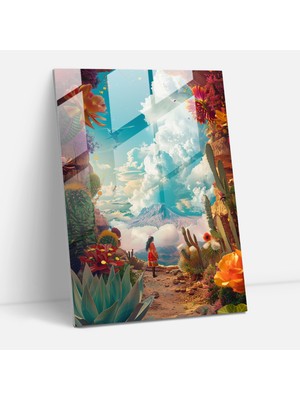 Painted Anarchy Frida Kahlo Style Glass Art - Frida Kahlo Eserleri 30X45 cm