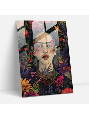 Painted Anarchy Frida Kahlo Style Cam Duvar Sanatı- Frida Kahlo Eserleri 30X45 cm