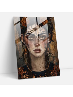 Painted Anarchy Frida Kahlo Style Cam Duvar Sanatı- Frida Kahlo Eserleri 30X45 cm