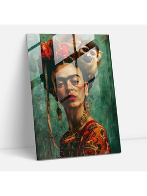 Painted Anarchy Frida Kahlo Style Cam Duvar Sanatı- Frida Kahlo Eserleri 30X45 cm