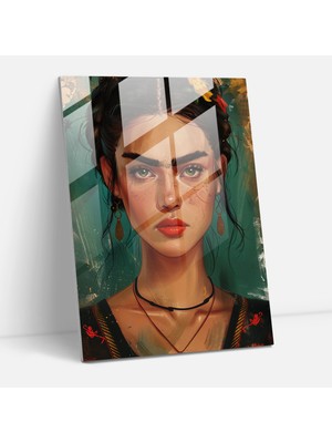 Painted Anarchy Frida Kahlo Style Glass Print - Frida Kahlo Eserleri 30X45 cm