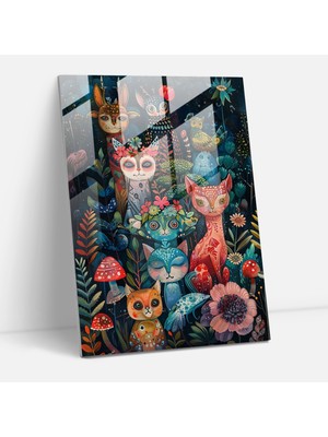 Painted Anarchy Frida Kahlo Style Glass Print - Frida Kahlo Eserleri 30X45 cm