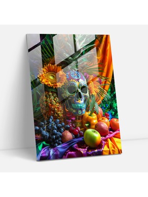 Painted Anarchy Frida Kahlo Style Glass Print - Frida Kahlo Eserleri 30X45 cm