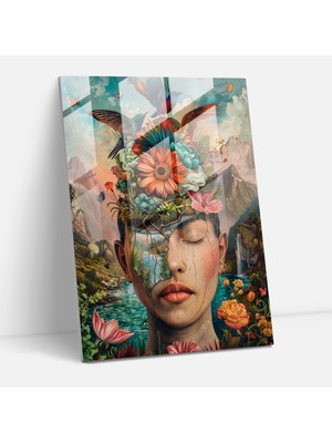 Painted Anarchy Frida Kahlo Style Glass Art - Frida Kahlo Eserleri 30X45 cm