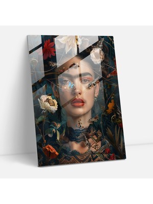 Painted Anarchy Frida Kahlo Style Glass Print - Frida Kahlo Eserleri 30X45 cm