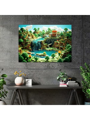 Painted Anarchy LEGO Glass Print - Retro Pixel Art - Lego, LEGO Landscape, Modern Art, Wall Decoration, 35 x 25 cm