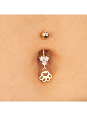 Dianora Piercing 14 Ayar Altın Taşlı Pati Sallantılı Göbek Piercing